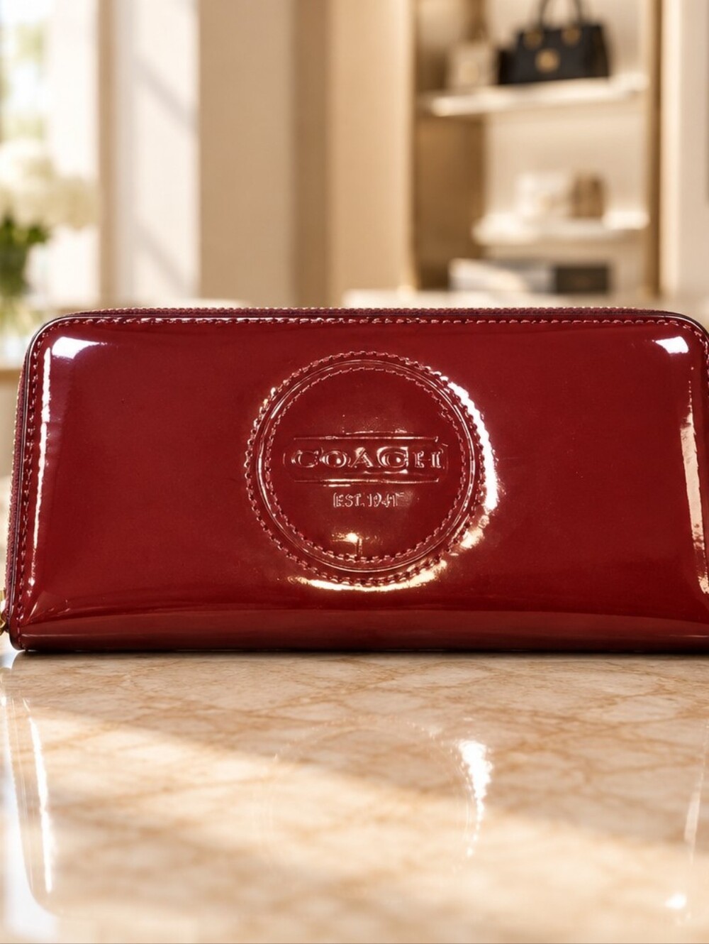Coach Patent Leather Zip Wallet